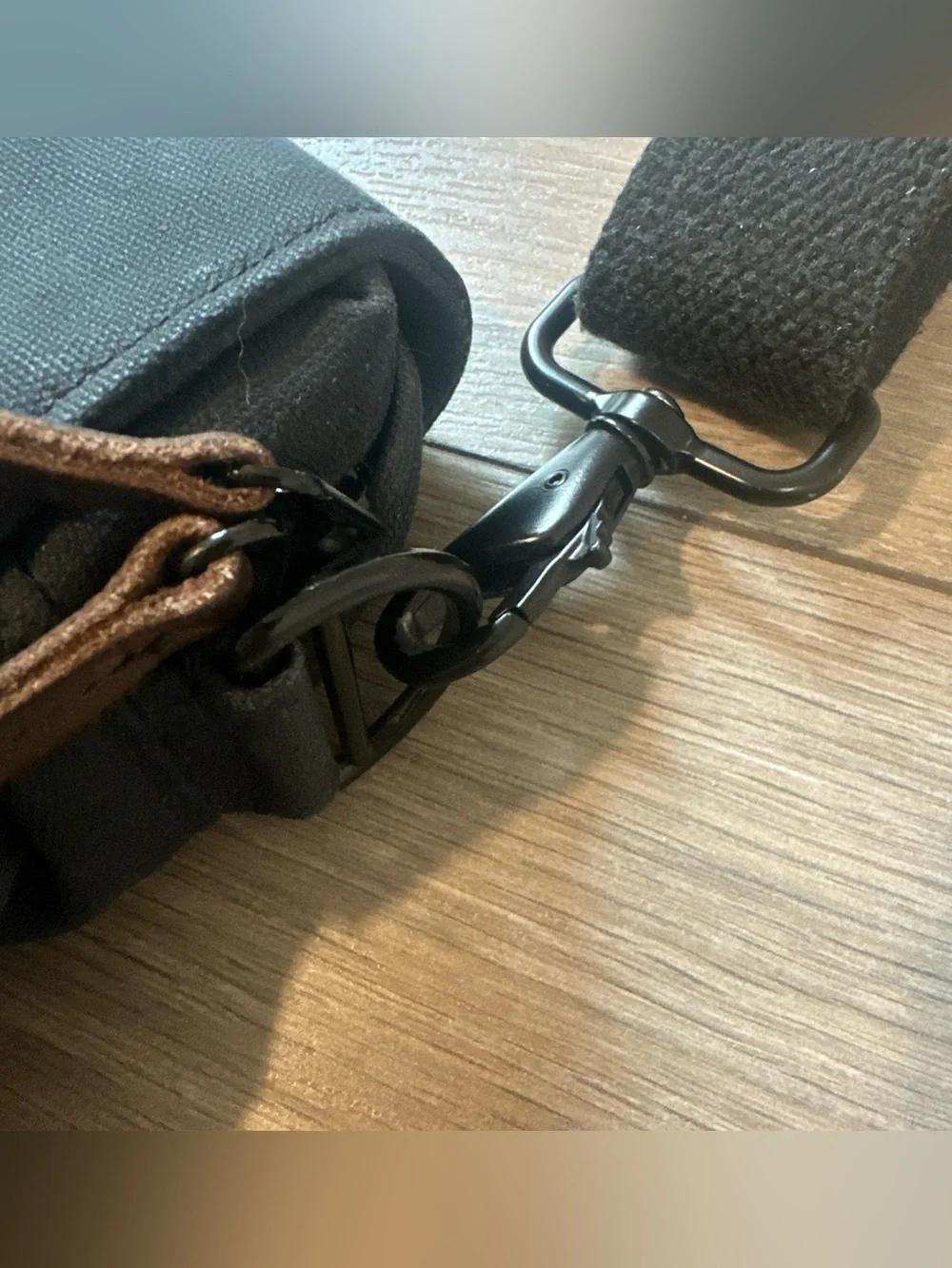 NutSac Magsatch 11 Messenger Bag Waxed Canvas Black Brown Leather Made In USA